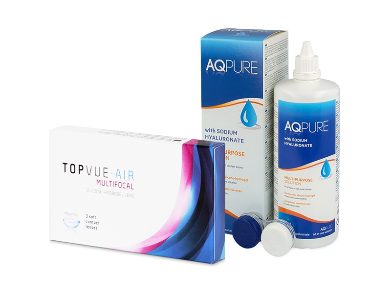 TopVue Air Multifocal (3 šošovky) + roztok AQ Pure 360 ml