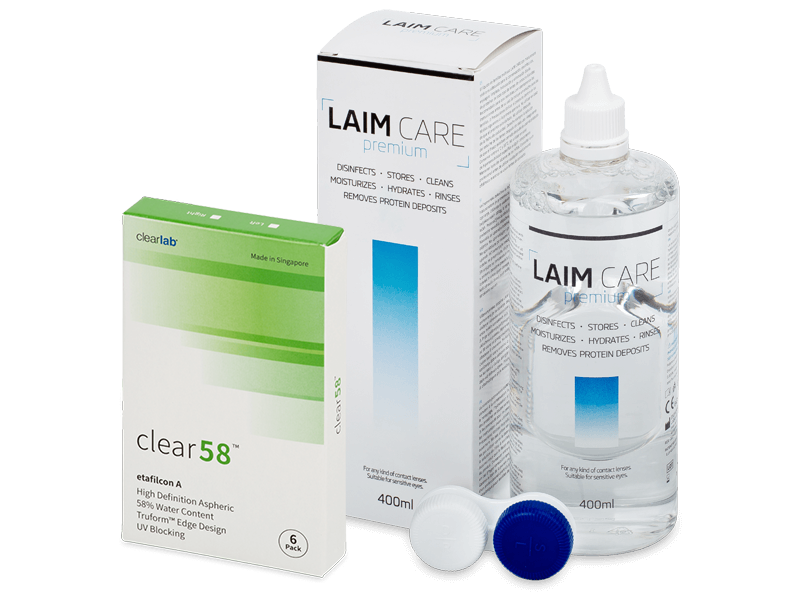 Clear 58 (6 šošoviek) + roztok LAIM-CARE 400 ml