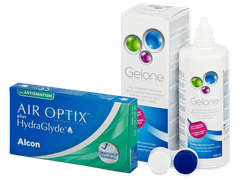 Air Optix plus HydraGlyde for Astigmatism (6 šošoviek) + roztok Gelone 360 ml