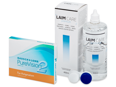 PureVision 2 for Astigmatism (3 šošovky) + roztok Laim Care 400 ml