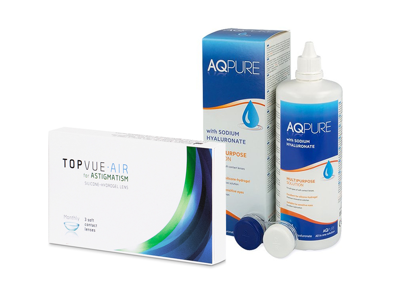 TopVue Air for Astigmatism (3 šošovky) + roztok AQ Pure 360 ml