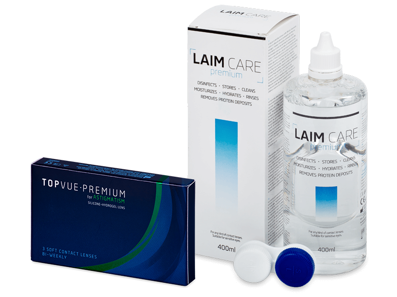 TopVue Premium for Astigmatism (3 šošovky) + roztok Laim Care 400 ml
