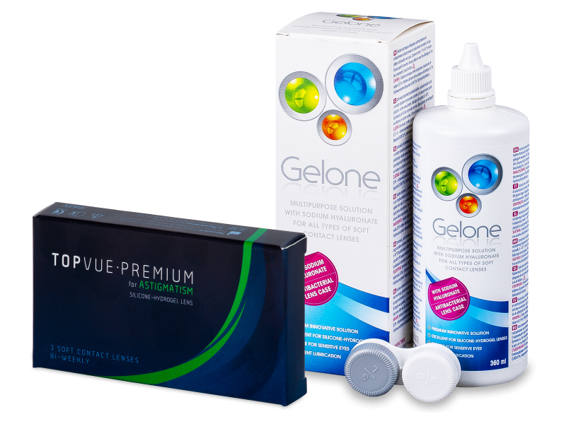 TopVue Premium for Astigmatism (3 šošovky) + roztok Gelone 360 ml