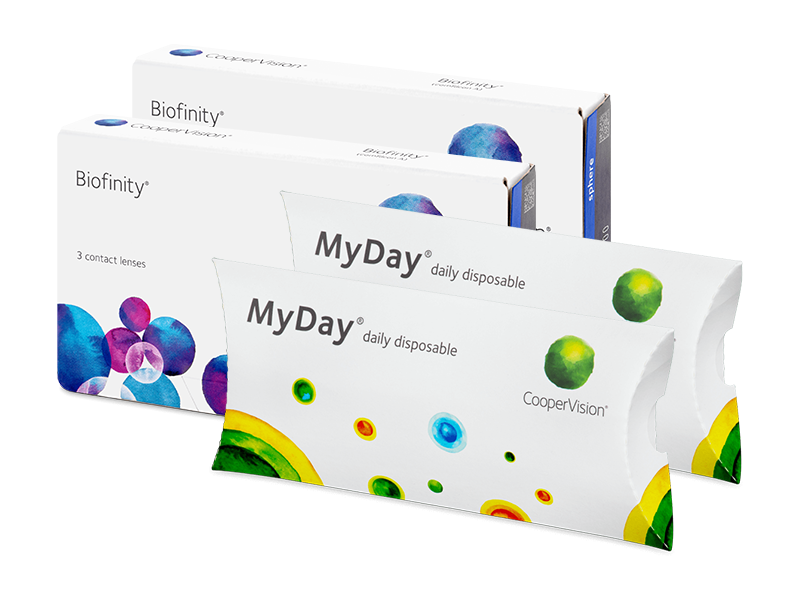 Biofinity (2x 3 šošovky) + jednodenné kontaktné šošovky MyDay daily disposable (2x 5 šošoviek) ZADARMO