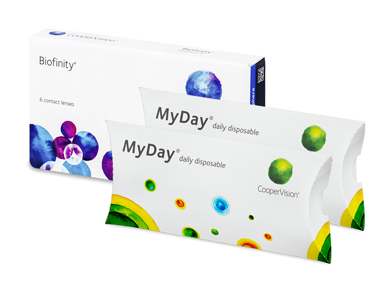 Biofinity (6 šošoviek) + jednodenné kontaktné šošovky MyDay daily disposable (2x 5 šošoviek) ZADARMO